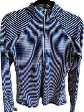 Athleta Blue & White Striped Performance Top